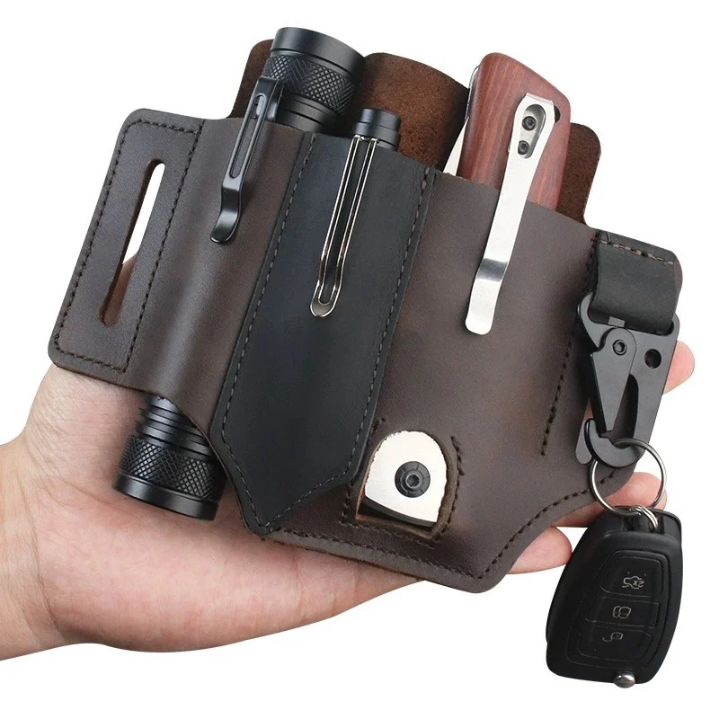 멀티 도구 칼집 용 가죽 칼집 벨트 및 손전등 캠핑 야 - Edc Carry Pocket Pouch 리뷰 및 가격