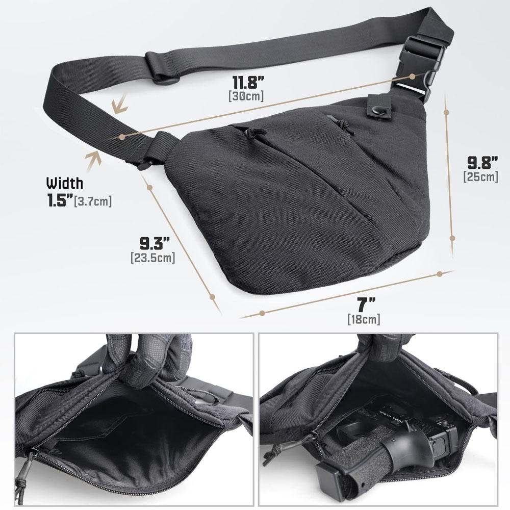 전술 숨겨진 총 운반 가방 남자 크로스 바디 슬링 가방 - Edc Carry Gun 리뷰 및 가격